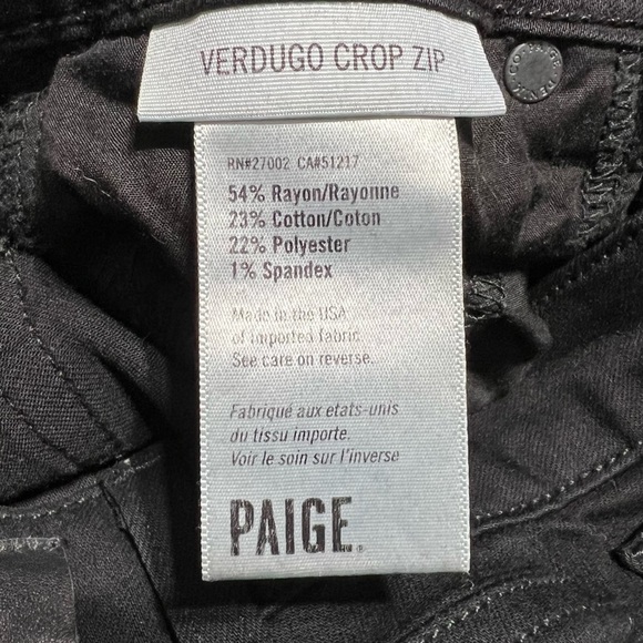Paige Jeans Verdugo Ankle Zipper Black Shadow, Size 24 - Picture 12 of 13